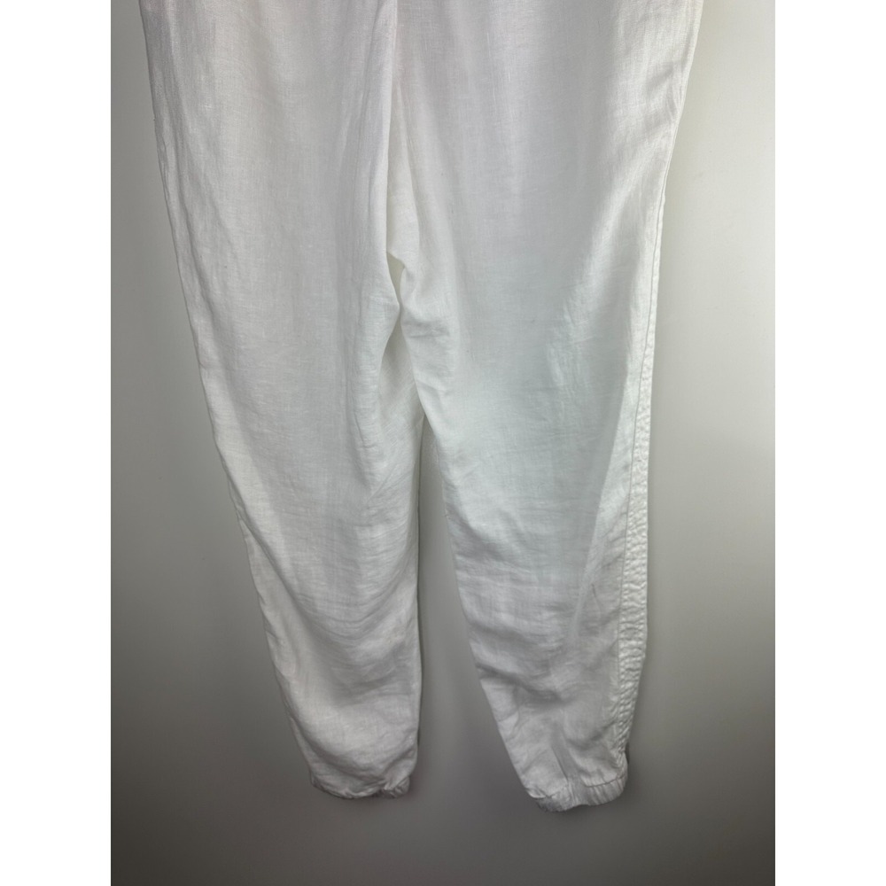 Athleta Cabo Linen Jogger Pants White Drawstring Zippered Pockets Womens Size 14 - Picture 8 of 10